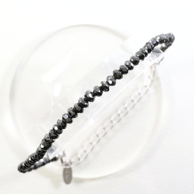 K18 18金 WG ホワイトゴールド ブレスレット ブラックダイヤ 10.00ct 総重量約3.2g 約22cm 中古ジュエリー