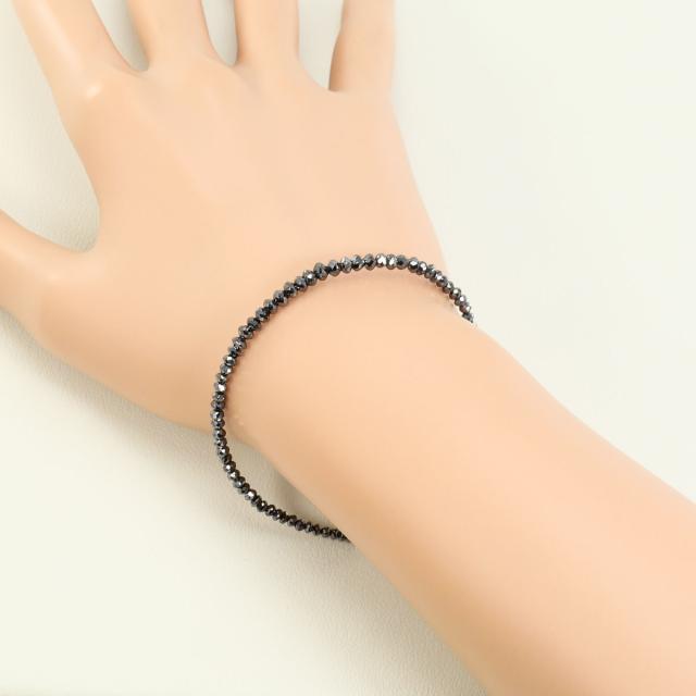 K18 18金 WG ホワイトゴールド ブレスレット ブラックダイヤ 10.00ct 総重量約3.2g 約22cm 中古ジュエリー_2