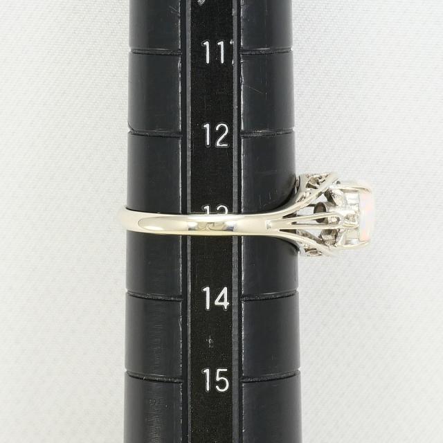 K14 14金 WG ホワイトゴールド リング・指輪 13号 オパール ダイヤ 総重量約2.1g 中古ジュエリー_6