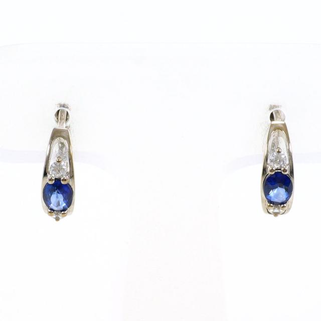 K10 10金 WG ホワイトゴールド ピアス サファイア ジルコニア 総重量約1.5g 中古ジュエリー