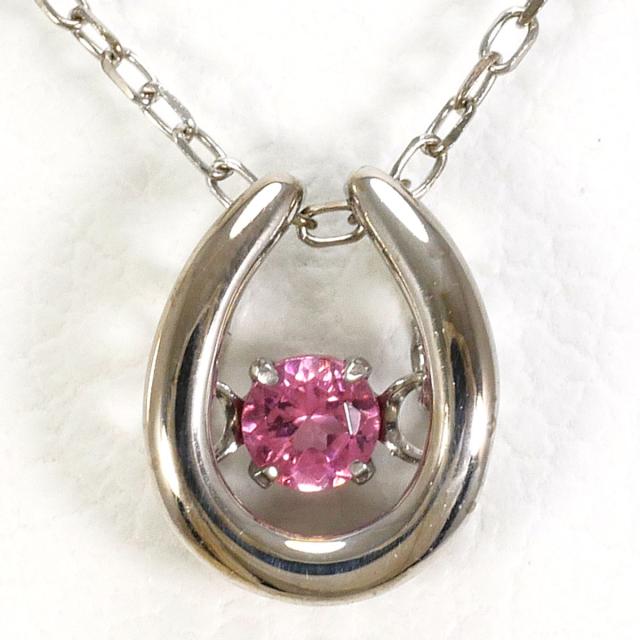 K10 10金 WG ホワイトゴールド ネックレス ピンクトルマリン 0.02ct 総重量約0.7g 約40cm 中古ジュエリー