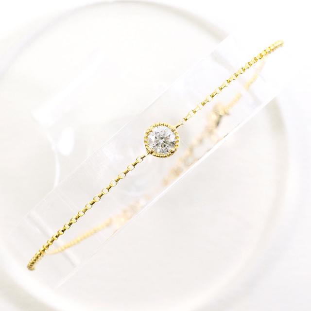 K18 18金 YG イエローゴールド ブレスレット ダイヤ 0.17ct 総重量約0.7g 約18.5cm 中古ジュエリー