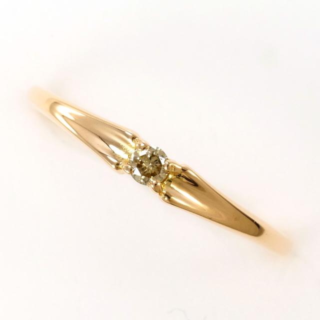 K18 18金 PG ピンクゴールド リング・指輪 9号 ブラウンダイヤ 0.05ct 