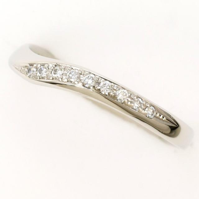 ガラジュエリー PT950 プラチナ リング・指輪 10号 ダイヤ 0.064ct ブルーダイヤ 0.008ct 総重量約2.6g 中古ジュエリー