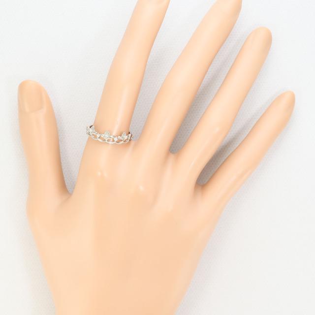 K18 18金 WG ホワイトゴールド リング・指輪 14号 ダイヤ 0.04 ct 総重量約1.8g 中古ジュエリー_5