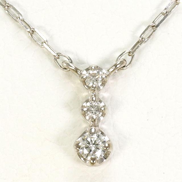 ヨンドシー K10 10金 WG ホワイトゴールド ネックレス ダイヤ ブルーダイヤ 総重量約0.9g 約40cm 中古ジュエリー