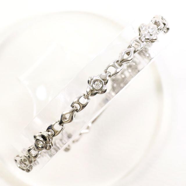 【通常価格より20%OFF】【通常価格より15%OFF】K14 14金 WG ホワイトゴールド ブレスレット ダイヤ 0.08ct 鑑別書 総重量約6.8g 約18cm 中古ジュエリー 87,120円