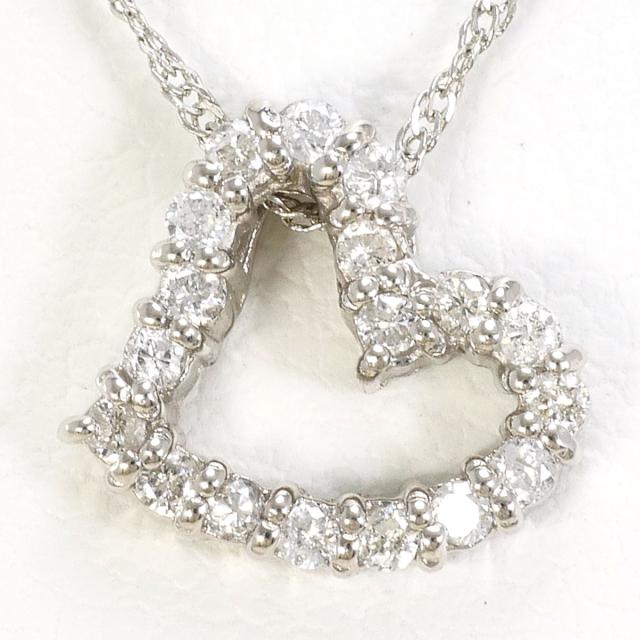 PT900 プラチナ PT850 プラチナ ネックレス ダイヤ 0.17ct 総重量約2.3g 約39cm 中古ジュエリー