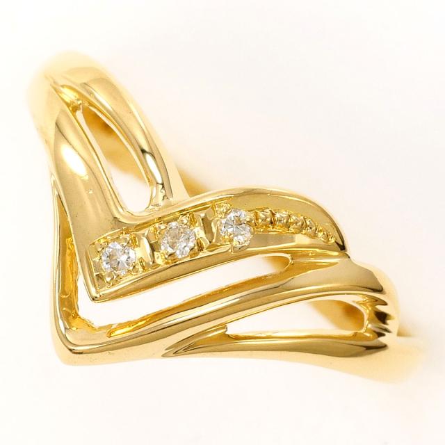 K18 18金 YG イエローゴールド リング・指輪 12号 ダイヤ 0.03ct 総重量約1.7g 中古ジュエリー