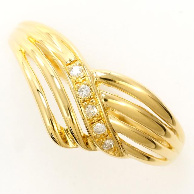 K18 18金 YG イエローゴールド リング・指輪 15.5号 ダイヤ 0.03ct 総重量約2.0g 中古ジュエリー
