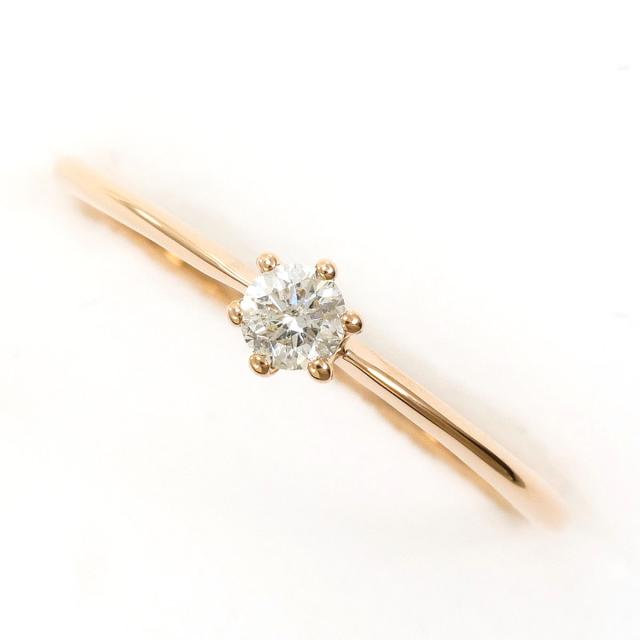K18 18金 PG ピンクゴールド リング・指輪 9号 ダイヤ 0.10ct 総重量約0.8g 中古ジュエリー