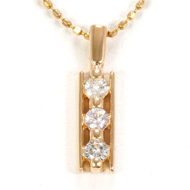 K14 14金 YG イエローゴールド ネックレス ダイヤ 0.14ct 総重量約1.6g 