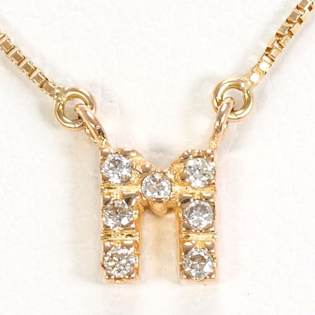 K10 10金 PG ピンクゴールド ネックレス ダイヤ 0.03ct 総重量約1.0g 約41cm 中古ジュエリー