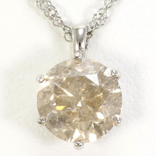 【通常価格より20%OFF】PT999 プラチナ ネックレス ブラウンダイヤ 1.70ct I2 鑑定書 総重量約3.0g 約42cm 中古ジュエリー