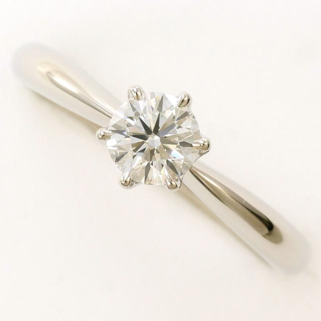 PT900 プラチナ リング・指輪 9.5号 ダイヤ 0.357ct SI1 鑑定書 総重量約2.9g 中古ジュエリー