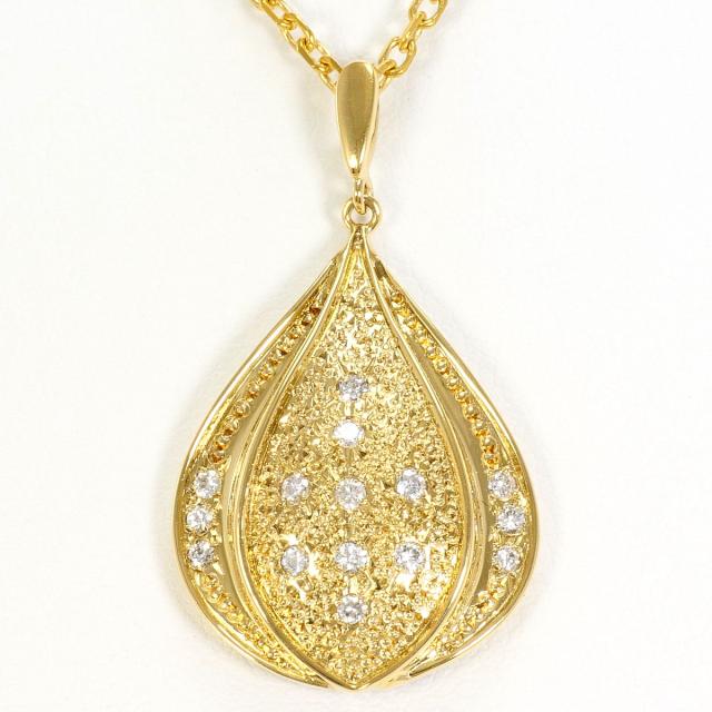K18 18金 YG イエローゴールド ネックレス ダイヤ 0.22ct 鑑別書 総重量約8.4g 約40cm 中古ジュエリー