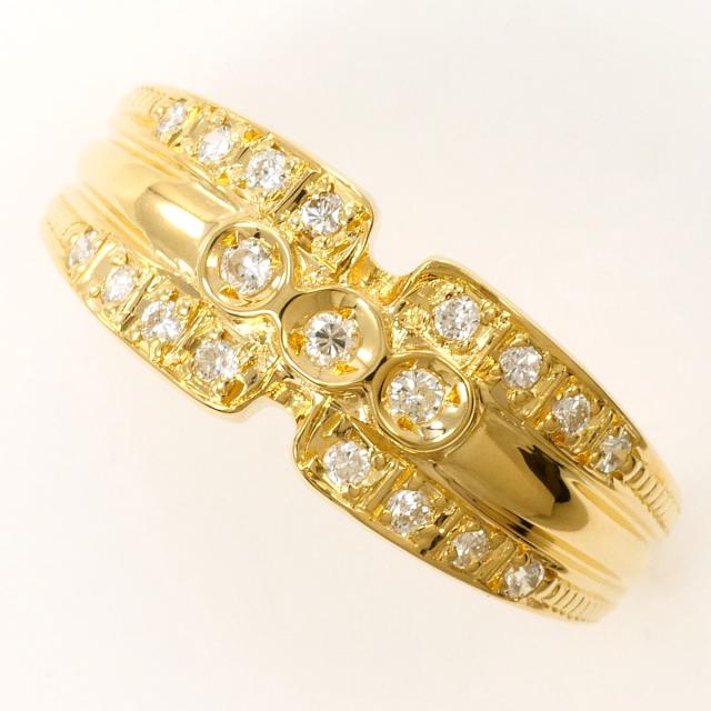 K18 18金 YG イエローゴールド リング・指輪 12.5号 ダイヤ 0.16ct 鑑別書 総重量約3.6g 中古ジュエリー
