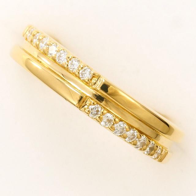 K18 18金 YG イエローゴールド リング・指輪 4号 ダイヤ 0.11ct 鑑別書 総重量約3.7g 中古ジュエリー