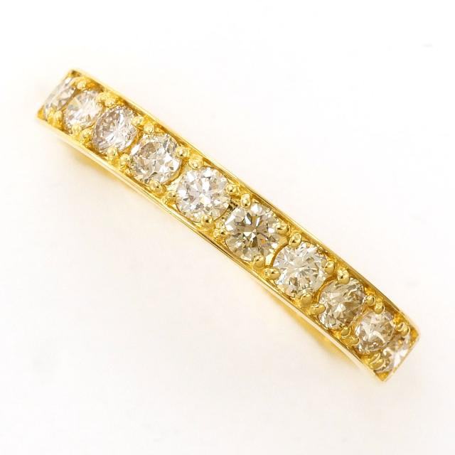 K18 18金 YG イエローゴールド リング・指輪 9号 ダイヤ 0.50ct 総重量約1.5g 中古ジュエリー