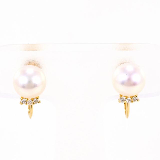 K18 18金 YG イエローゴールド イヤリング パール ダイヤ 0.03ct 総重量約2.5g 中古ジュエリー