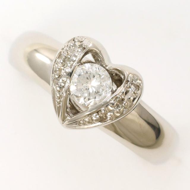 PT900 プラチナ リング・指輪 7号 ダイヤ 0.26ct ダイヤ I1 鑑定書 総重量約3.3g 中古ジュエリー
