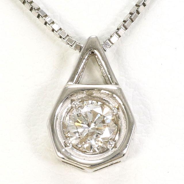 PT850 プラチナ ネックレス ダイヤ 0.26ct I1 鑑定書 総重量約3.1g 約40cm 中古ジュエリー