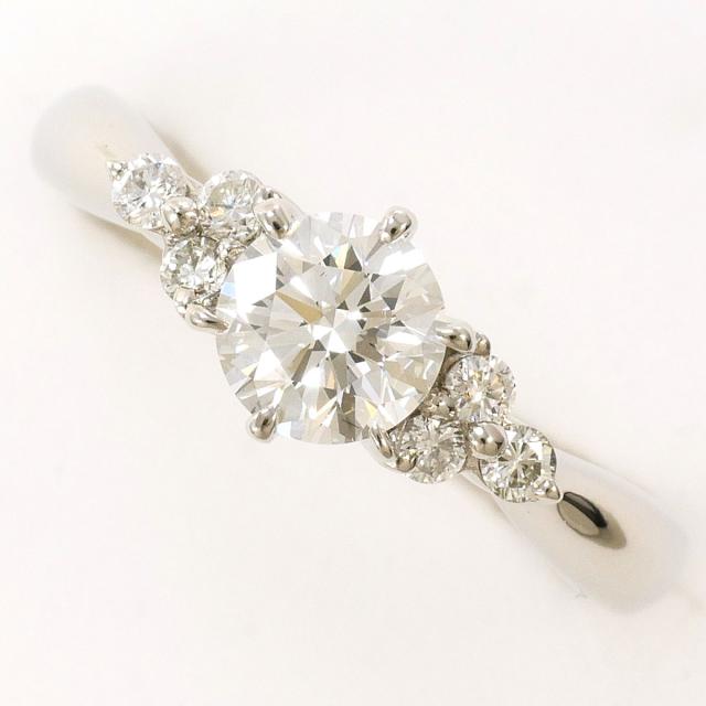 PT900 プラチナ リング・指輪 8号 ダイヤ 0.515ct ダイヤ 0.12ct VVS2 鑑定書 総重量約3.7g 中古ジュエリー