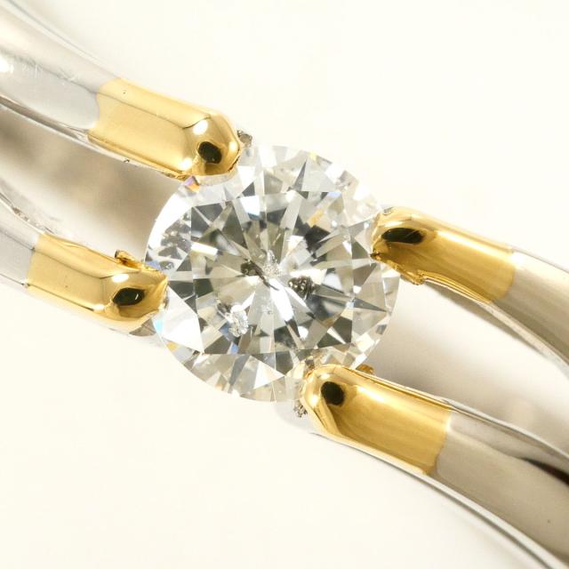 PT900 プラチナ K18 18金 YG イエローゴールド リング・指輪 14号 ダイヤ 0.31ct 鑑別書 総重量約4.5g 中古ジュエリー_1