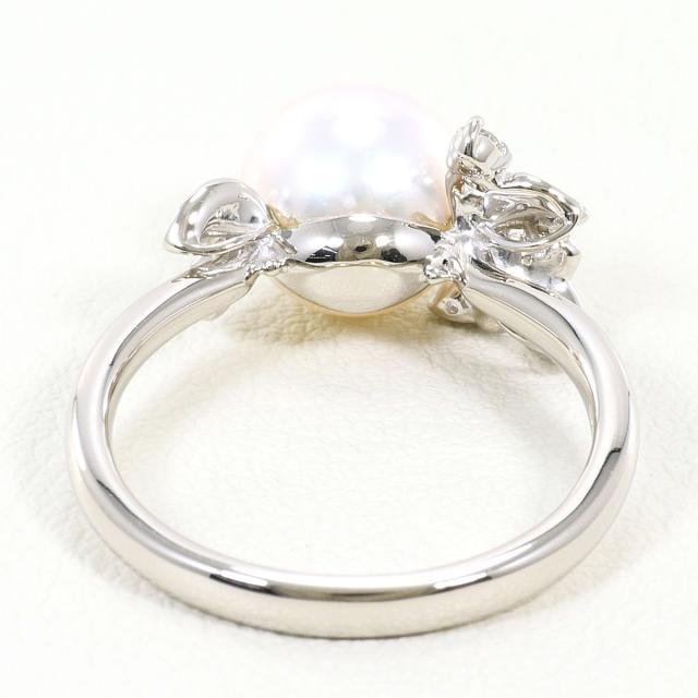 PT900 プラチナ リング・指輪 9号 パール ダイヤ 0.06 ct 総重量約4.3g 中古ジュエリー_2