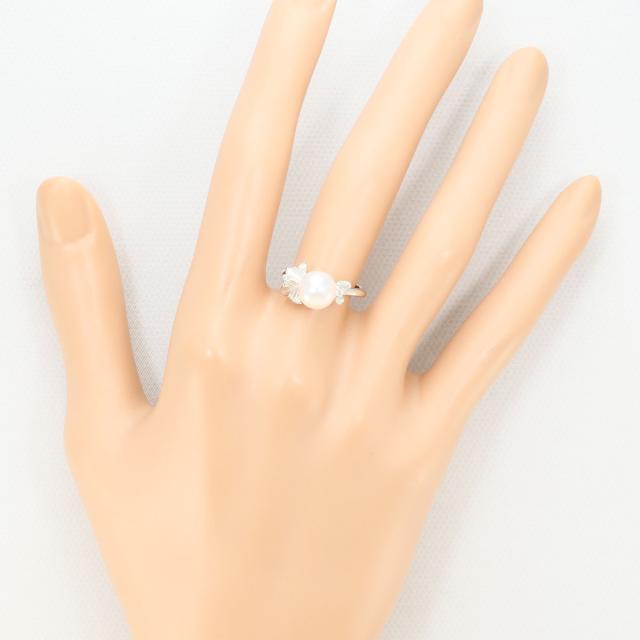PT900 プラチナ リング・指輪 9号 パール ダイヤ 0.06 ct 総重量約4.3g 中古ジュエリー_5