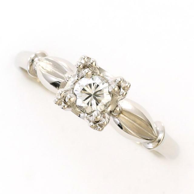PT プラチナ リング・指輪 11号 ダイヤ 0.16 ct 総重量約2.9g 中古ジュエリー