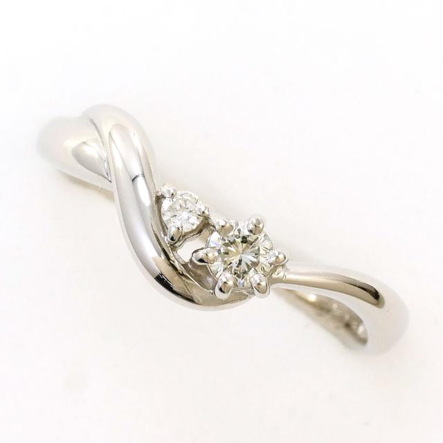 PT900 プラチナ リング・指輪 9号 ダイヤ 0.12 ct 総重量約2.7g 中古ジュエリー