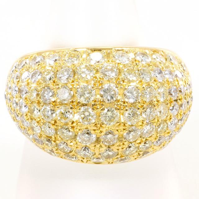 K18 18金 YG イエローゴールド リング・指輪 20号 ダイヤ 5.02ct カード鑑別書 総重量約42.3g 中古ジュエリー