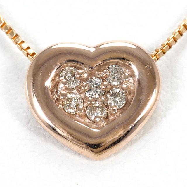 K10 10金 PG ピンクゴールド ネックレス ダイヤ 0.05ct 総重量約1.1g 約40cm 中古ジュエリー