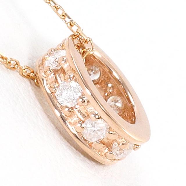 K10 10金 PG ピンクゴールド ネックレス ダイヤ 0.10ct 総重量約0.8g 約46cm 中古ジュエリー_1