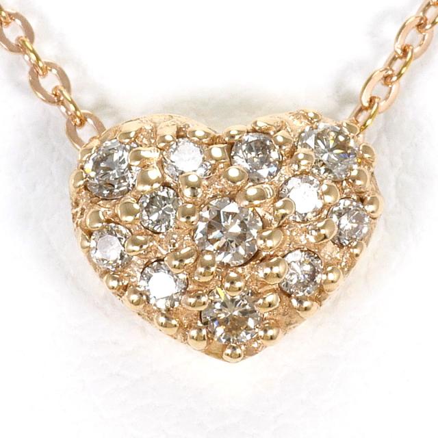 K10 10金 PG ピンクゴールド ネックレス ダイヤ 0.12ct 総重量約1.2g 約40cm 中古ジュエリー