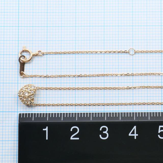 K10 10金 PG ピンクゴールド ネックレス ダイヤ 0.12ct 総重量約1.2g 約40cm 中古ジュエリー_3