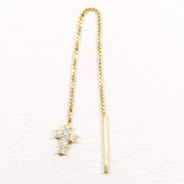 K18 18金 YG イエローゴールド ピアス(片耳) ダイヤ 0.10ct 総重量約0.3g レディース 【中古】