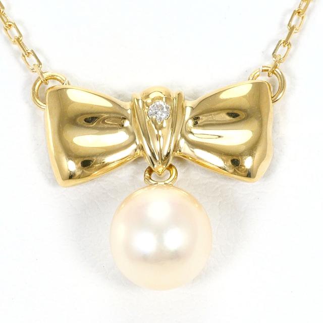 K18 18金 YG 黄色ゴールド 首飾り パール 時刻表 総掛け目約2.6g 約41糎 中古宝飾品