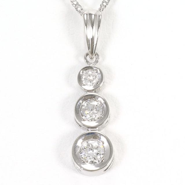 PT900 プラチナ PT850 プラチナ ネックレス ダイヤ 0.30ct 総重量約2.4g 約40cm 中古ジュエリー
