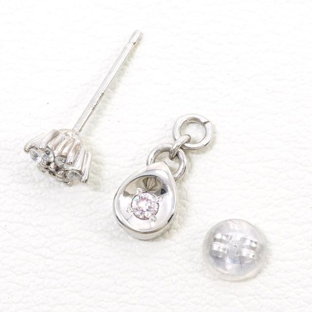 K18 18金 WG ホワイトゴールド ピアス ピンクダイヤ 0.03ct ダイヤ 0.12 ct 総重量約1.7g 中古ジュエリー_2
