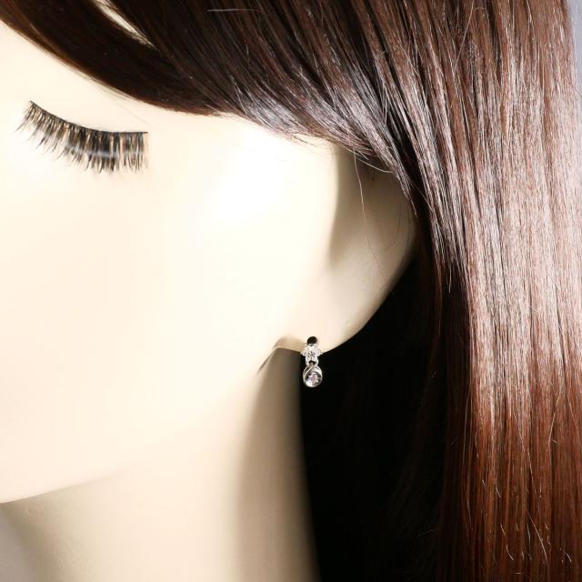 K18 18金 WG ホワイトゴールド ピアス ピンクダイヤ 0.03ct ダイヤ 0.12 ct 総重量約1.7g 中古ジュエリー_4