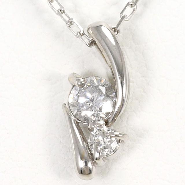 K10 10金 WG ホワイトゴールド ネックレス ダイヤ 0.15 ct 総重量約0.8g 約42cm ジュエリー 中古