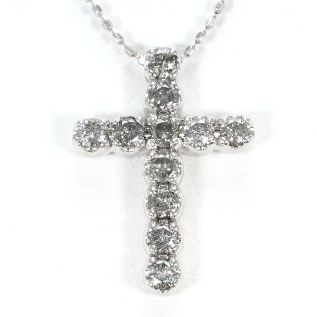 【通常価格より15%OFF】K18 18金 WG ホワイトゴールド ネックレス ダイヤ 0.50ct カード鑑別書 総重量約3.3g 約38cm 中古ジュエリー
