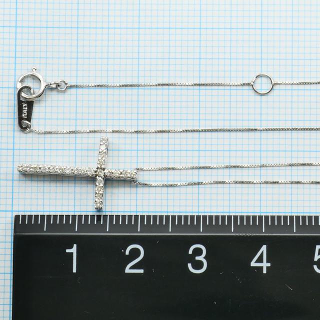 K18 18金 WG ホワイトゴールド ネックレス ダイヤ 0.15ct 総重量約1.9g 約39cm 中古ジュエリー_3