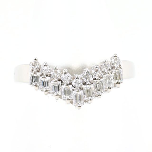 PT900 プラチナ リング・指輪 10号 ダイヤ 0.34ct 総重量約3.8g 中古 