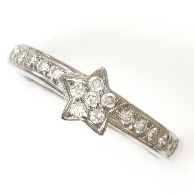 K18 18金 WG ホワイトゴールド リング・指輪 12号 ダイヤ 0.24ct カード鑑別書 総重量約3.8g 中古ジュエリー