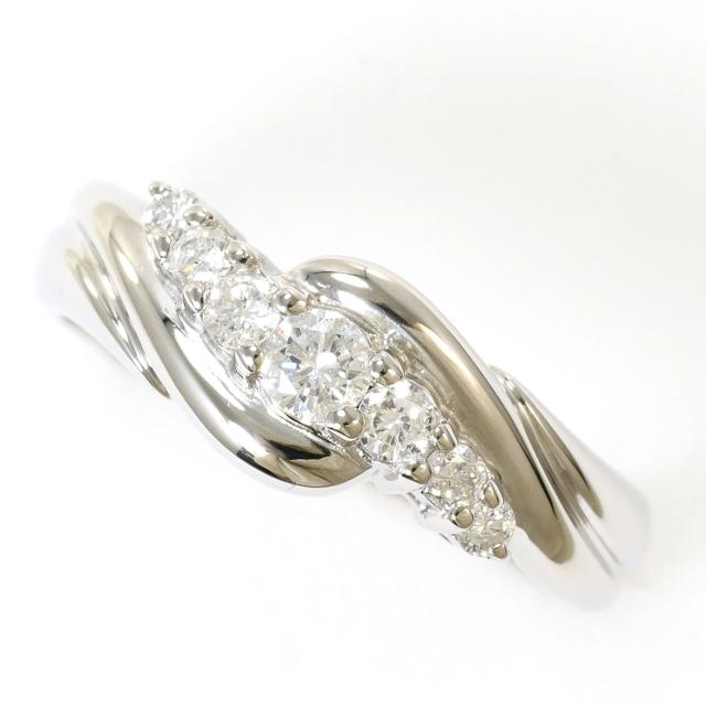 PT900 プラチナ リング・指輪 12.5号 ダイヤ 0.30ct カード鑑別書 総重量約3.7g 中古ジュエリー