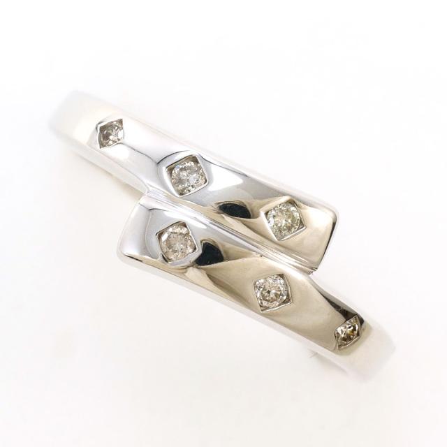 K18 18金 WG ホワイトゴールド リング・指輪 15号 ダイヤ 0.10ct 総重量約1.7g 中古ジュエリー