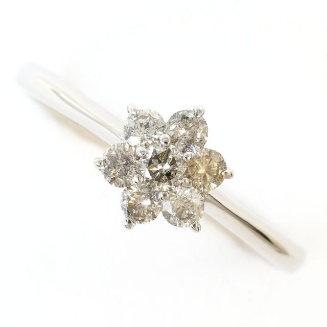K14 14金 WG ホワイトゴールド リング・指輪 20号 ダイヤ 0.50ct 総重量約1.5g 中古ジュエリー